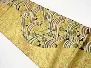 波に桜・秋草模様織出し袋帯